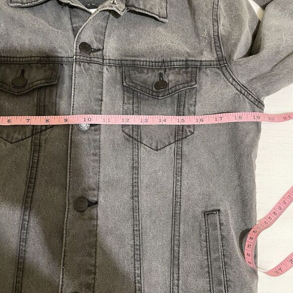 7 Diamonds Men’s Mac Denim Jacket Trucker Charcoal Jean Size Small Button Front - Picture 4 of 9